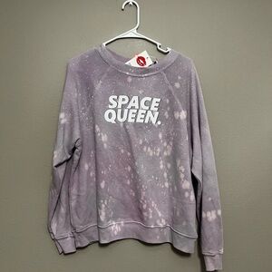 Wildfox Lavender Tie-Dye 'Space Queen' Sommers Sweatshirt acid wash retro NWT